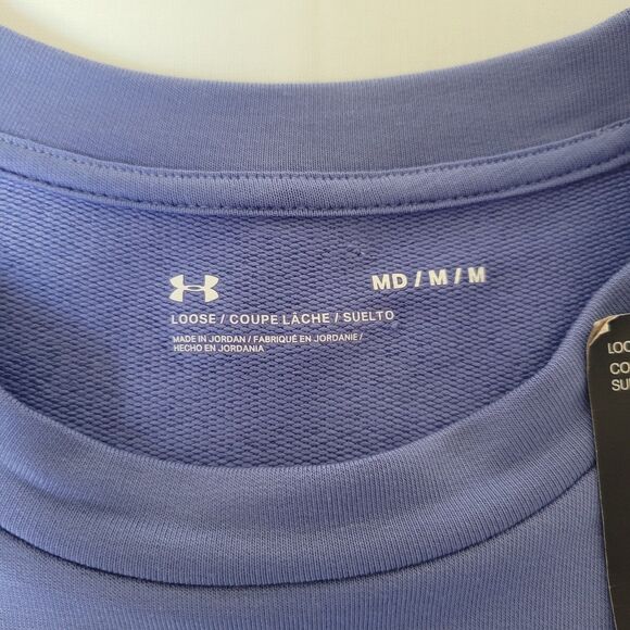 Under Armour Rival Terry Crew Sweatshirt Women’s M Purple Loose Fit NWT - Picture 3 of 10